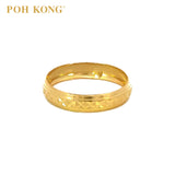 POH KONG 916/22K Yellow Gold Textured Machine Carved Ring_d