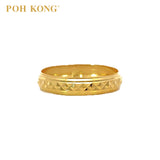 POH KONG 916/22K Yellow Gold Textured Machine Carved Ring_d