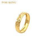 POH KONG 916/22K Yellow Gold Textured Machine Carved Ring_e