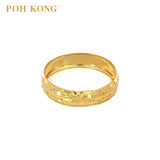 POH KONG 916/22K Yellow Gold Textured Machine Carved Ring_e