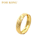 POH KONG 916/22K Yellow Gold Textured Machine Carved Ring_f