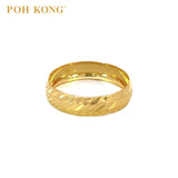 POH KONG 916/22K Yellow Gold Textured Machine Carved Ring_f