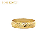 POH KONG 916/22K Yellow Gold Textured Machine Carved Ring_f