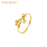 POH KONG 916/22K Yellow Gold The "Love" Script With Heart Ring