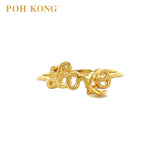 POH KONG 916/22K Yellow Gold The "Love" Script With Heart Ring