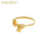 POH KONG 916/22K Yellow Gold The "Love" Script With Heart Ring