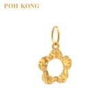 POH KONG 916/22K Gold Machined Carved Flower Pendant