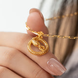 Auspicious Golden Snake Holding Wealth Pendant