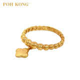 POH KONG 916/22K Cincin Manik Emas Kuning Empat Daun