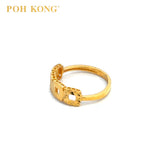 POH KONG 916/22K Yellow Gold Exquisite Square Ring