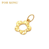 POH KONG 916/22K Gold Machined Carved Flower Pendant