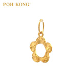 POH KONG 916/22K Gold Machined Carved Flower Pendant