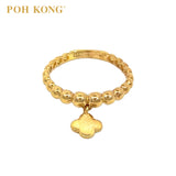 POH KONG 916/22K Cincin Manik Emas Kuning Empat Daun